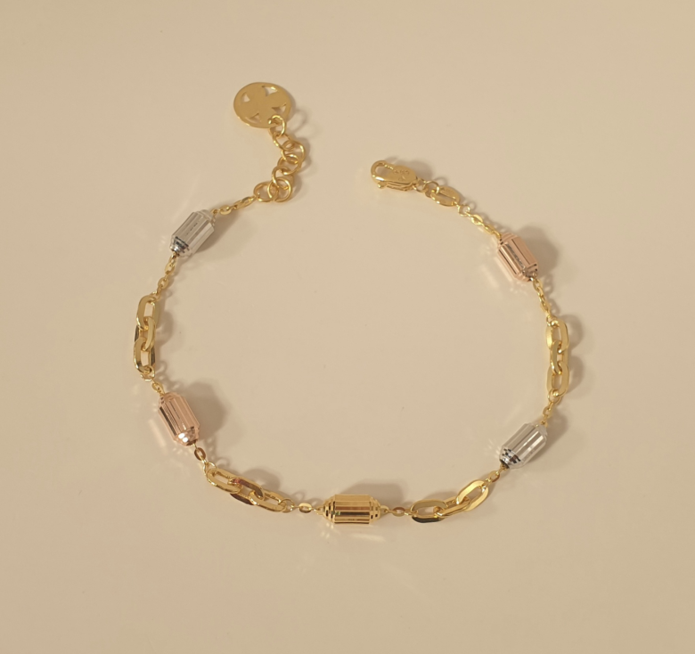 Lắc Tay Mắt Xích Khúc Bi Ống 3 Màu 16K