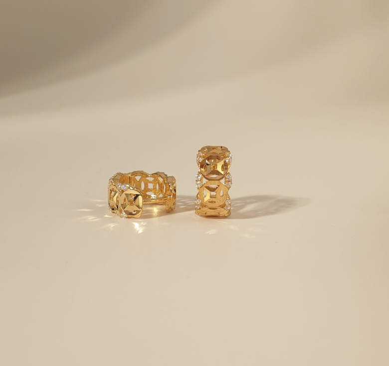 Bông Khoen Kim Tiền Viền Tấm Lượn 16K