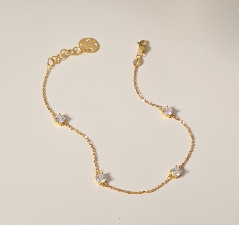 Lắc Chữ Công Khúc Hột Trắng 16K