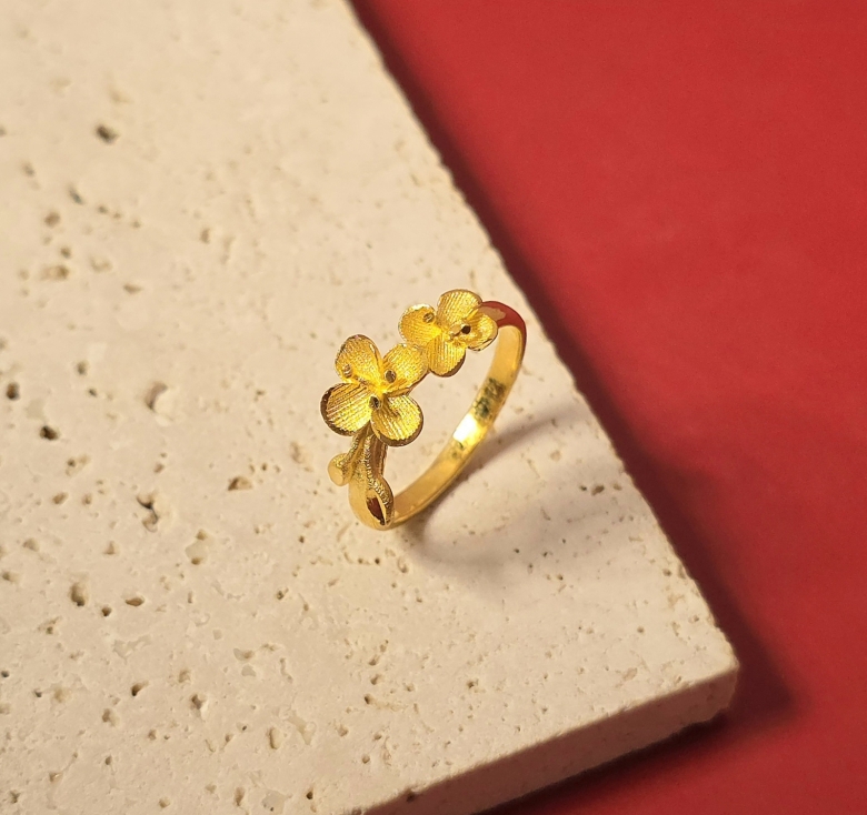 Nhẫn 2 Hoa Mai 23K