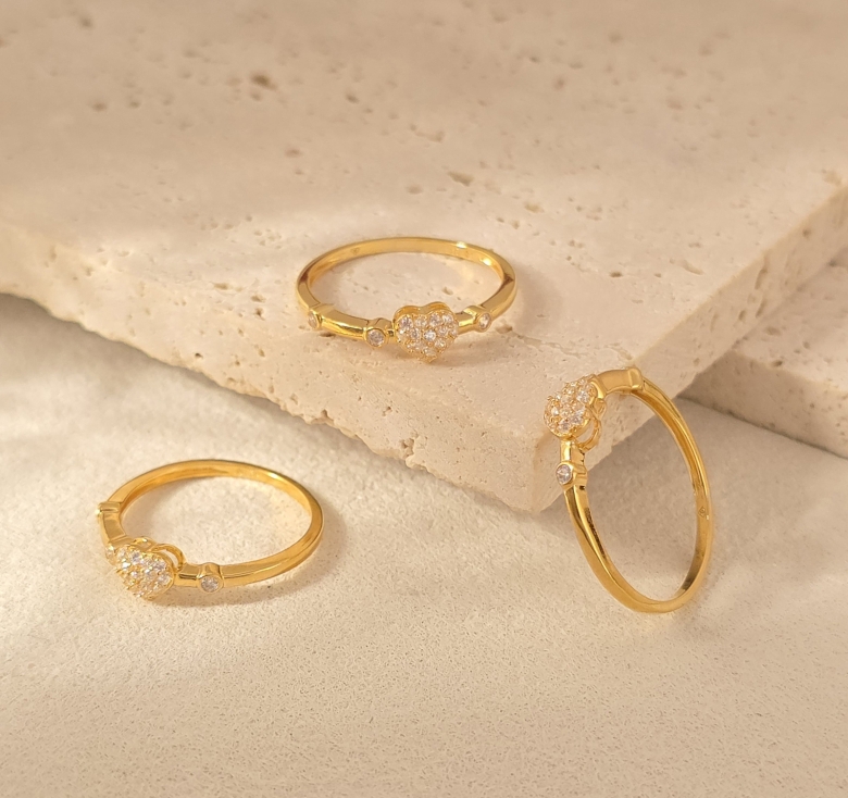 Nhẫn Tim Tấm 3h Chấu Bao 16K