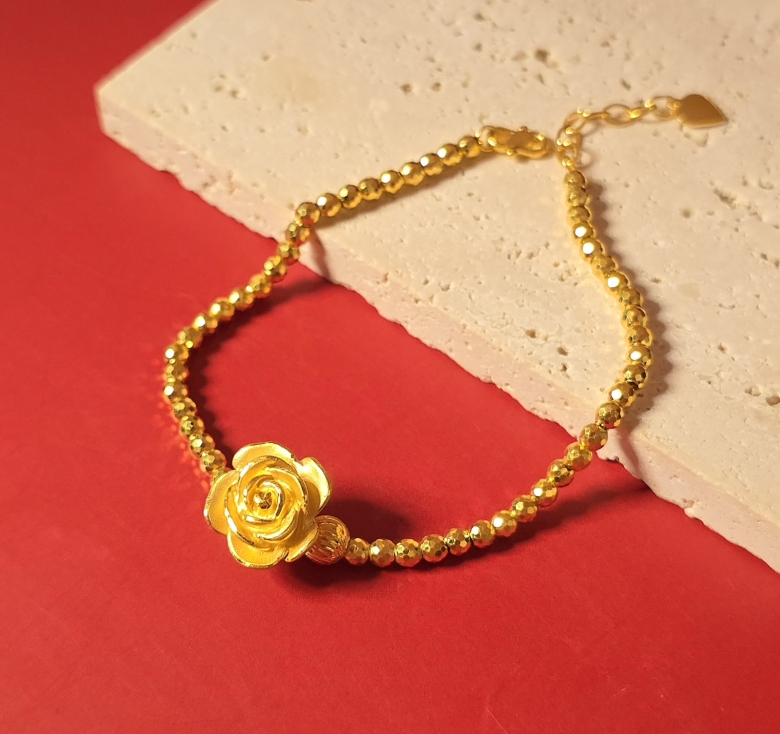 Lắc Bi MM Hoa Hồng 24K