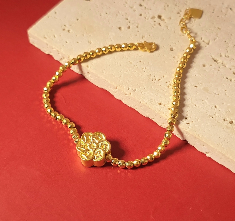 Lắc Bi MM Hoa Kim Tiền 24K