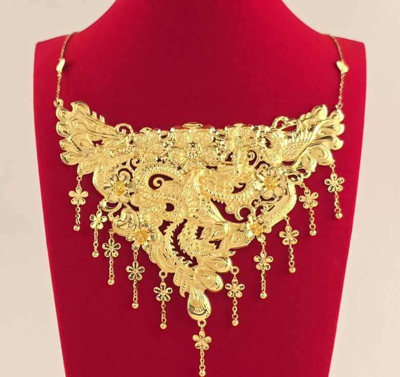 Dây Mặt Long Phụng Tua Hoa 23K