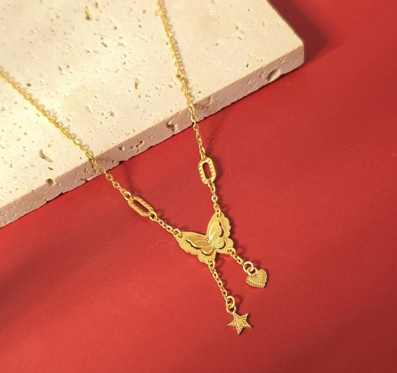 Dây Mặt Bướm 2 Tua Tim Sao 24K