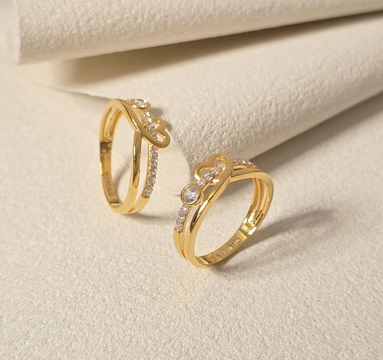 Nhẫn Tim Trơn Lượn 1Hg Đá 16K