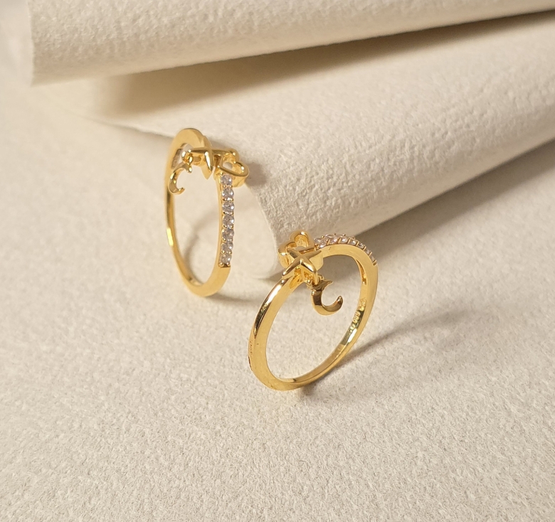 Nhẫn Sao Tim Tua Trăng Trơn 16K