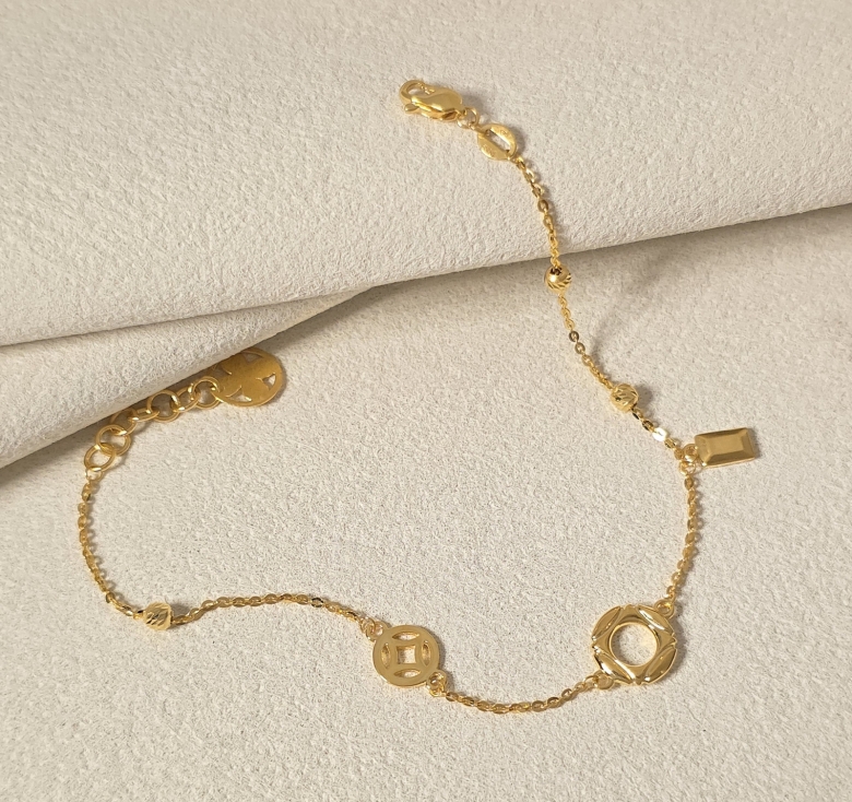 Lắc Khúc Kim Tiền Tua Cn Trơn 16K