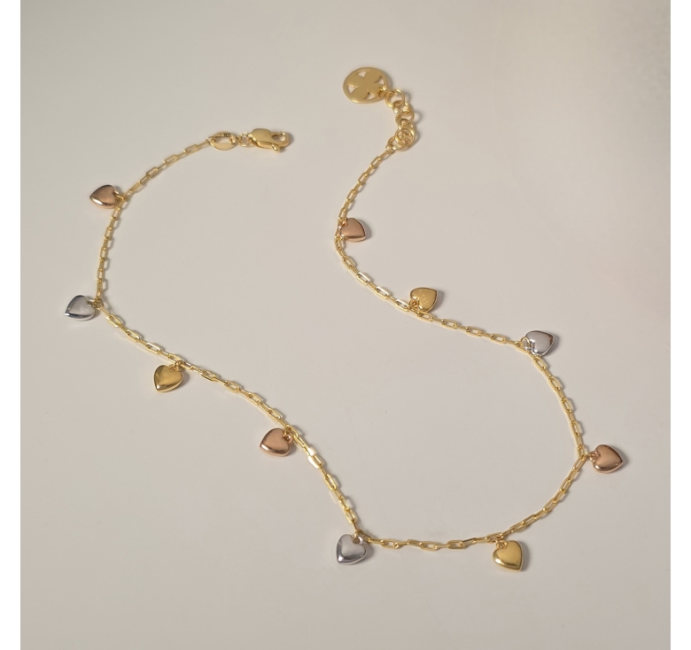 Lắc Chân Xích Tua Tim 3 Màu 16K