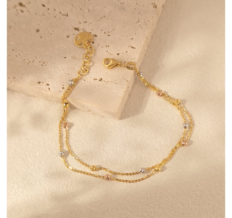 Lắc Chữ Công Đôi Bi Khúc 3 Màu 16K