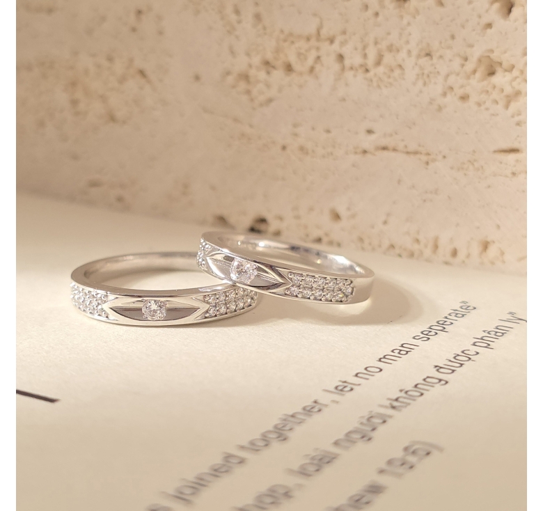 Nhẫn 1h Trắng Thoi Trơn Đai Tấm Italy