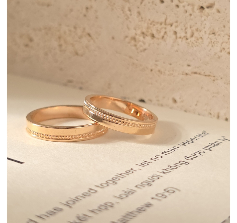 Nhẫn Bản Trơn 1hg Bi Hồng Italy 