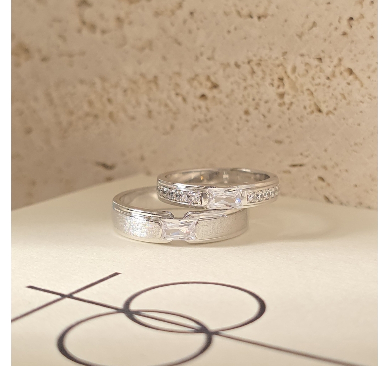 Nhẫn Hột Cn Đai Cát + Nhẫn Hột Cn Đai Tấm Italy