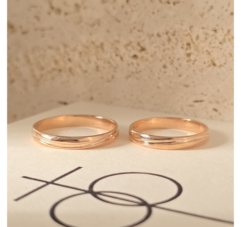 Nhẫn Sọc Lượn Trơn Hồng Italy 