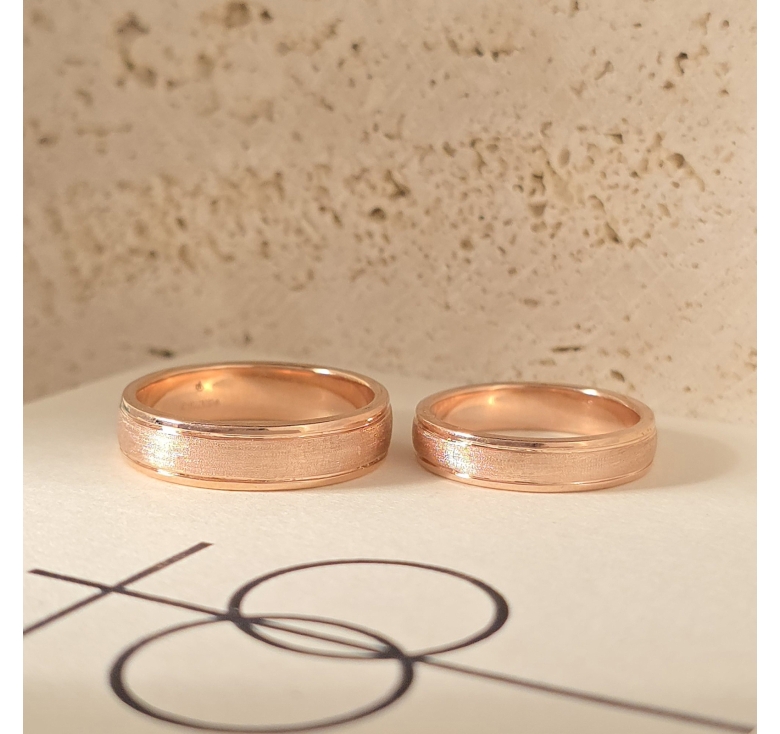 Nhẫn Bản Nhám Hồng Italy 