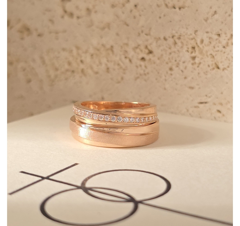 Nhẫn Bản Hồng Chéo Cát + Nhẫn Bản Hồng 1hg Tấm Chéo Italy