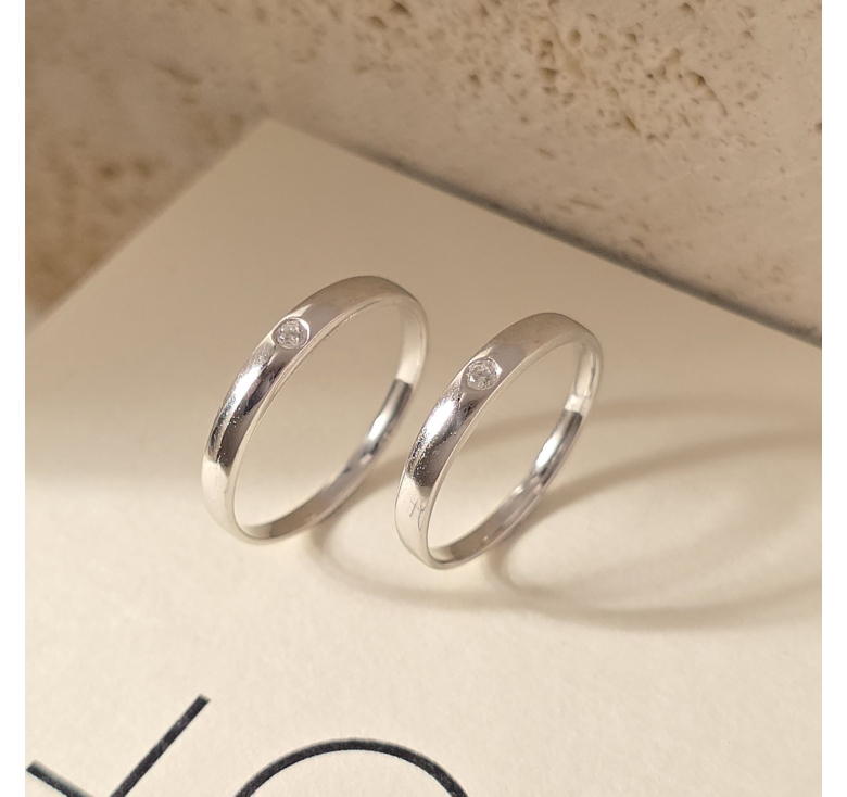 Nhẫn Trơn 1 Hột Trắng Italy