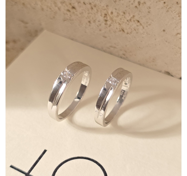 Nhẫn 1h Trắng Xéo Nổi Trơn Italy