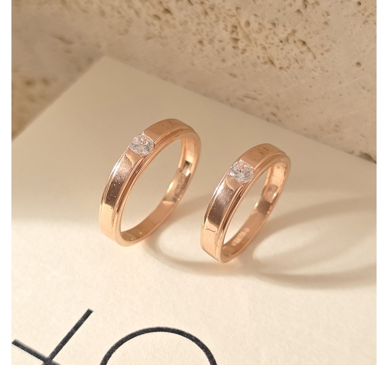 Nhẫn 1h Đai Trơn Hồng Italy 