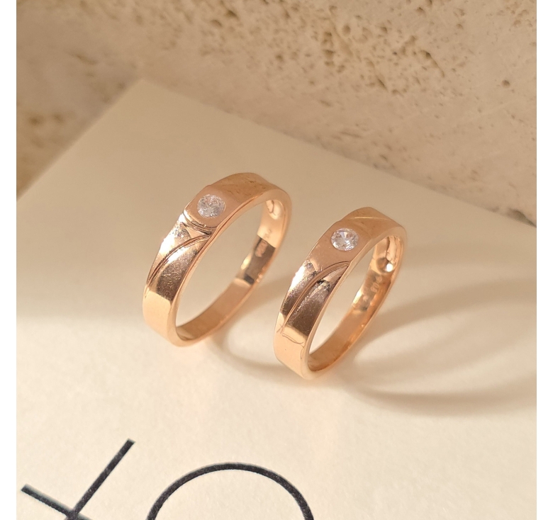 Nhẫn 1h Xéo Trơn Hồng Italy 