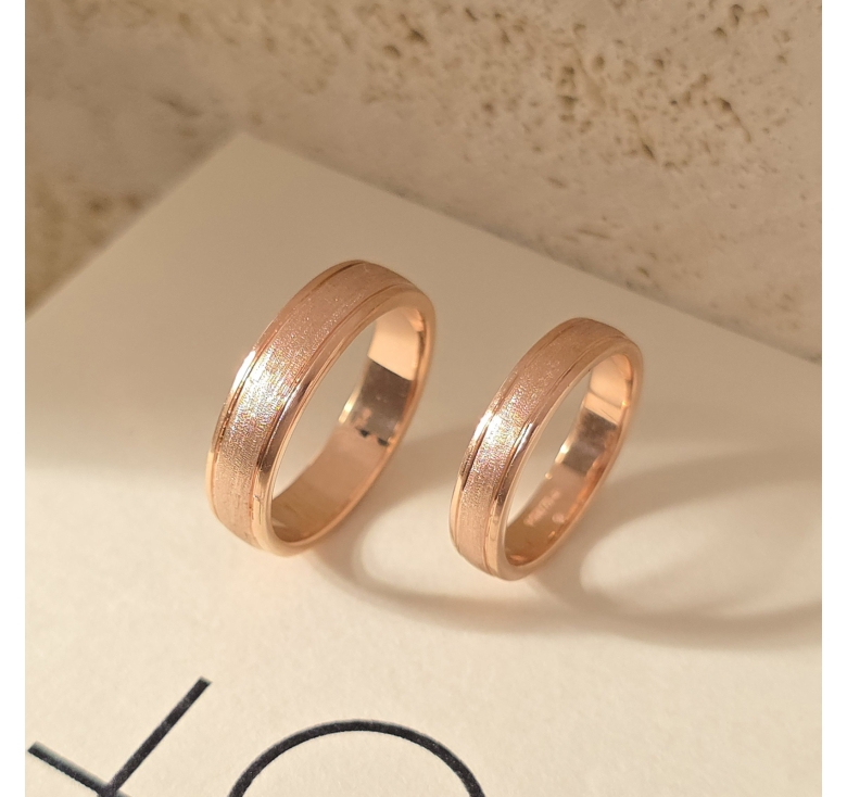 Nhẫn Bản Nhám Hồng Italy 