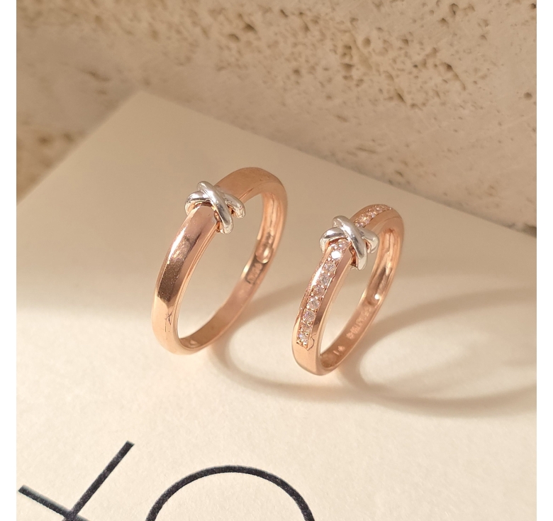 Nhẫn Hồng X Nổi Trắng + Nhẫn Hồng 1hg Tấm X Nổi Trắng Italy 