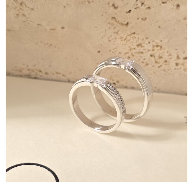 Nhẫn Hột Cn Đai Cát + Nhẫn Hột Cn Đai Tấm Italy