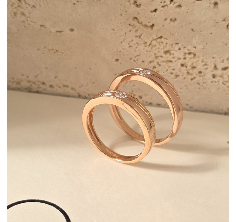 Nhẫn 1h Chéo Nổi Trơn Hồng Italy