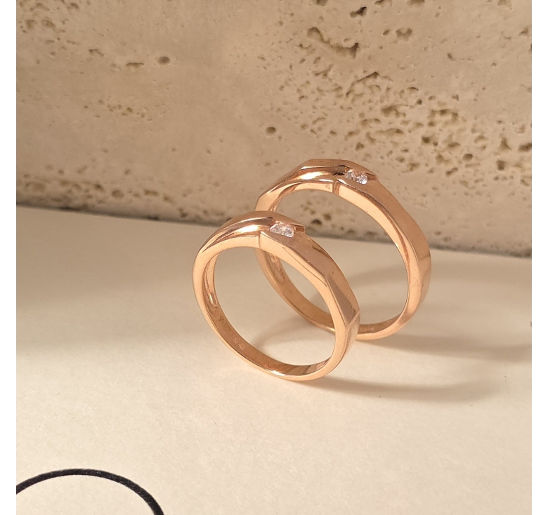 Nhẫn 1h Xéo Hõm Trơn Hồng Italy 