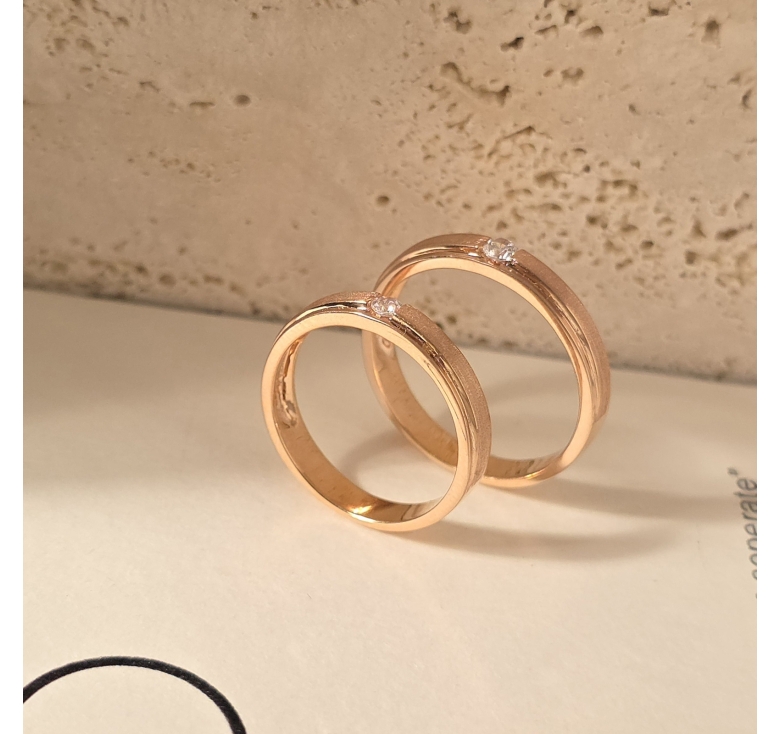 Nhẫn 1h Trắng Sọc Nổi Trơn Hồng  Italy 