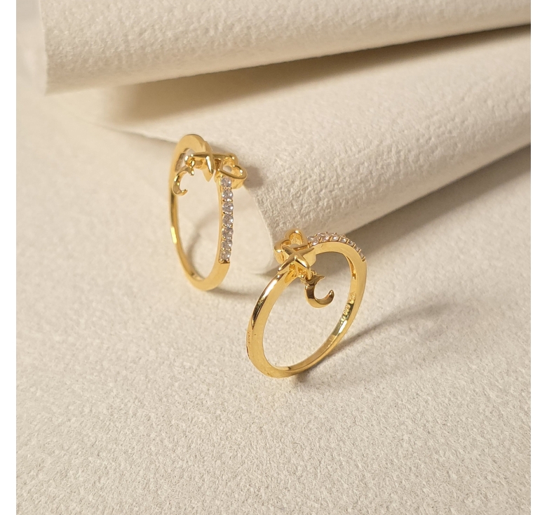 Nhẫn Sao Tim Tua Trăng Trơn 16K